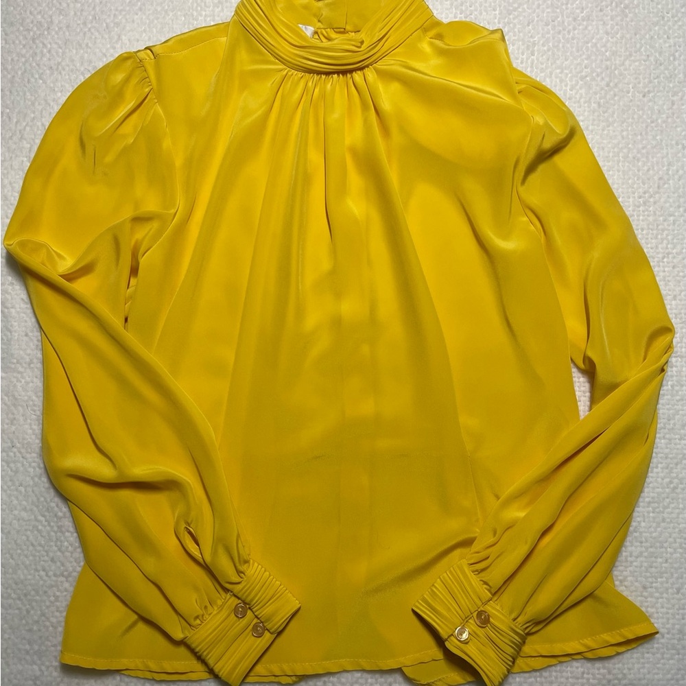 Vintage Helene St. Marie Elegant Yellow Women's Blouse button down back